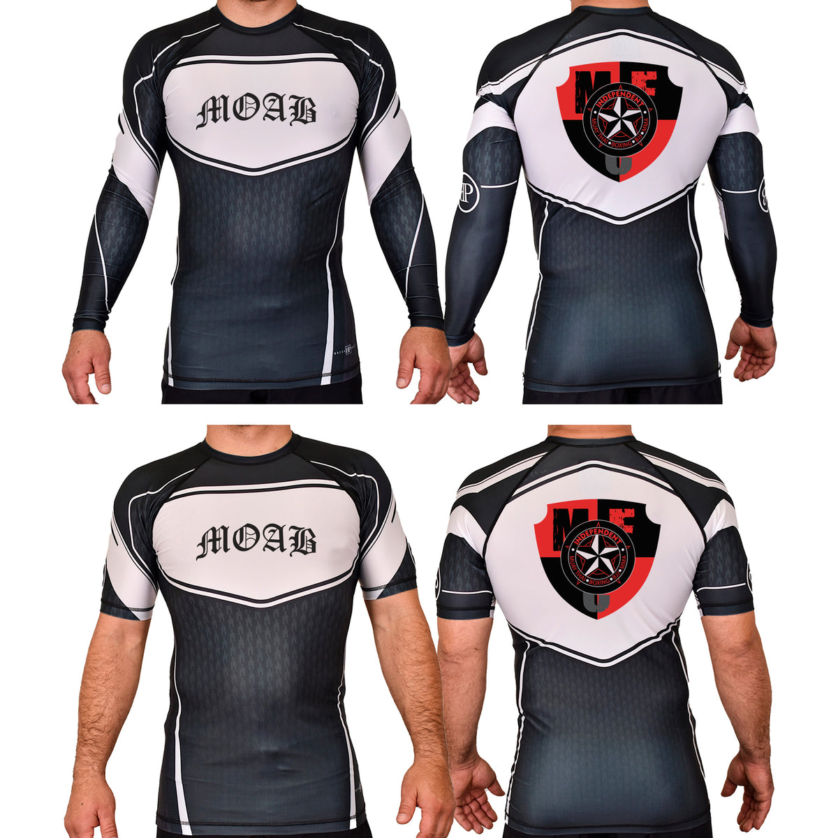 Independent MOAB Academy Rash Guards Black/White #8201 A