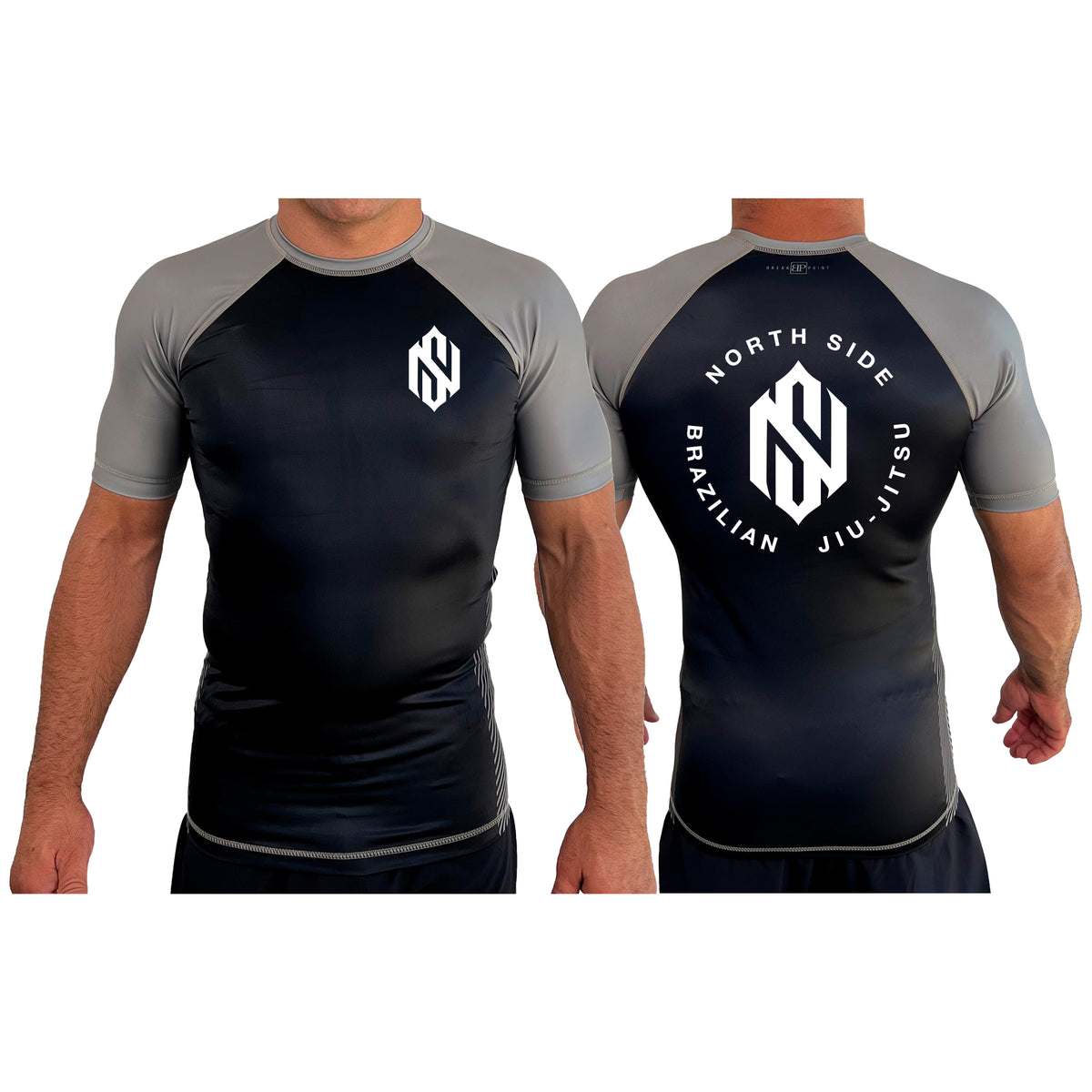 North Side BJJ All Black Ranked Short Sleeve Rash Guards #8202 A