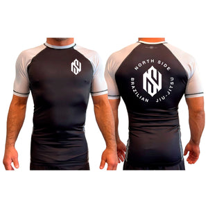 North Side BJJ All Black Ranked Short Sleeve Rash Guards #8202 A