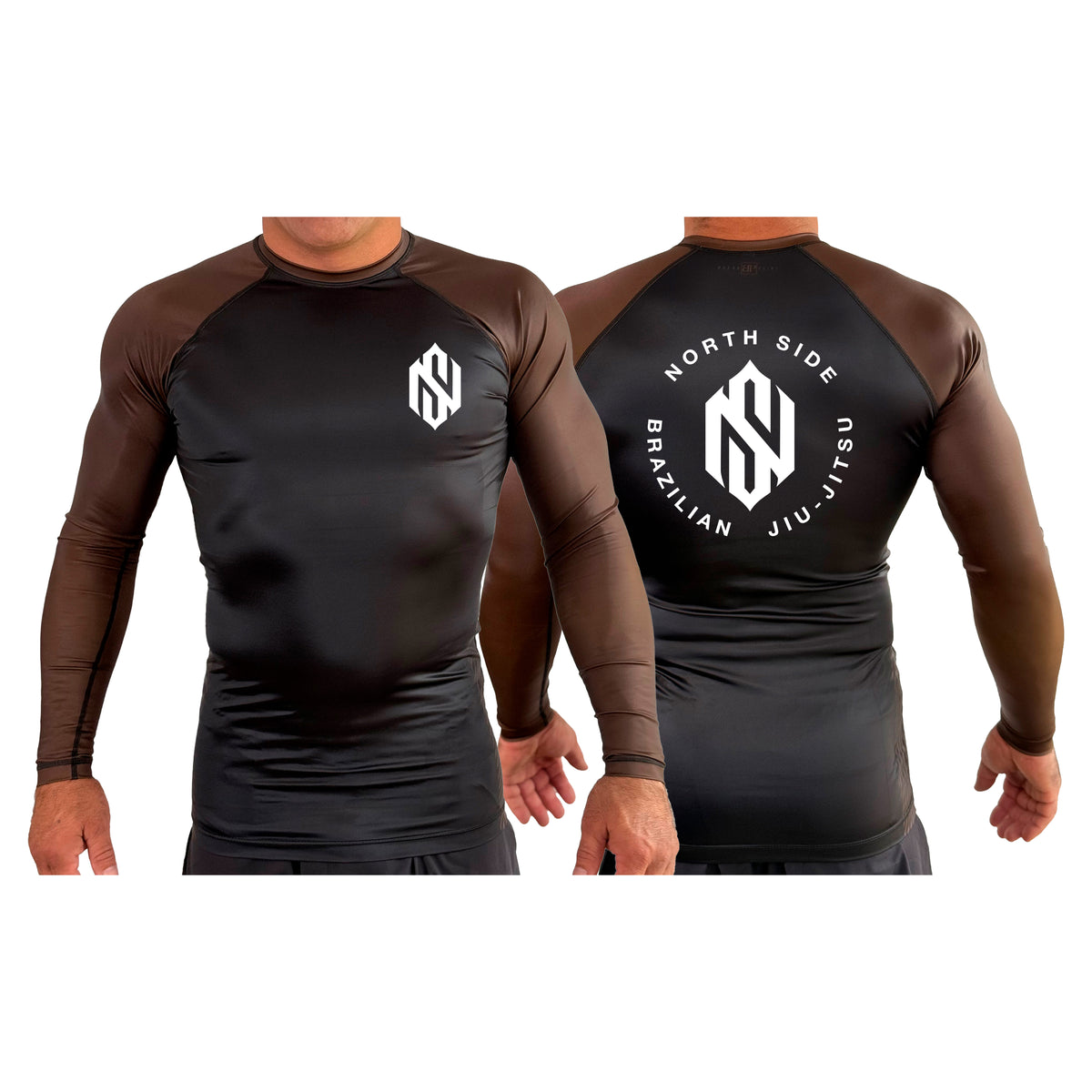 North Side BJJ All Black Ranked Long Sleeve Rash Guards #8202 A