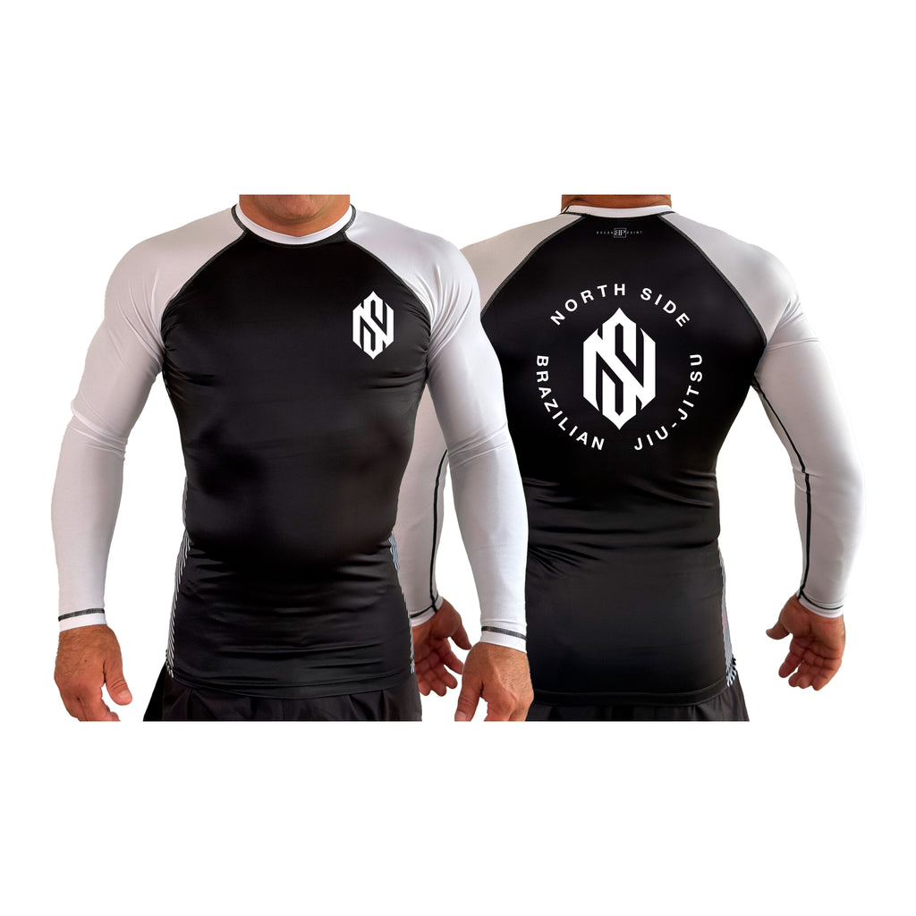 North Side BJJ All Black Ranked Long Sleeve Rash Guards #8202 A