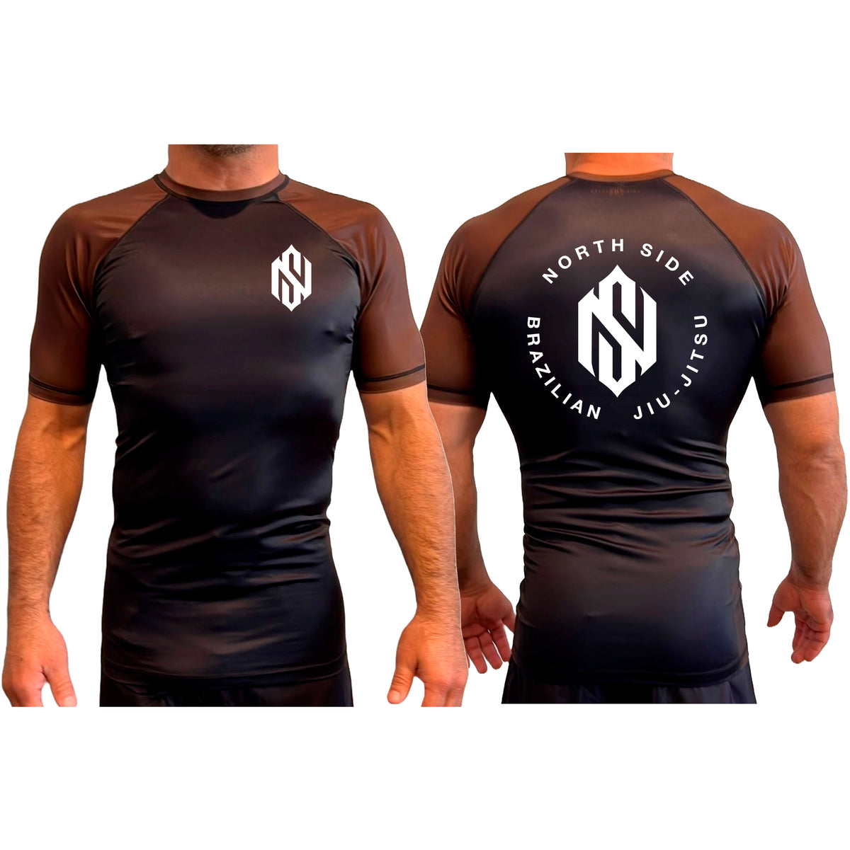 North Side BJJ All Black Ranked Short Sleeve Rash Guards #8202 A