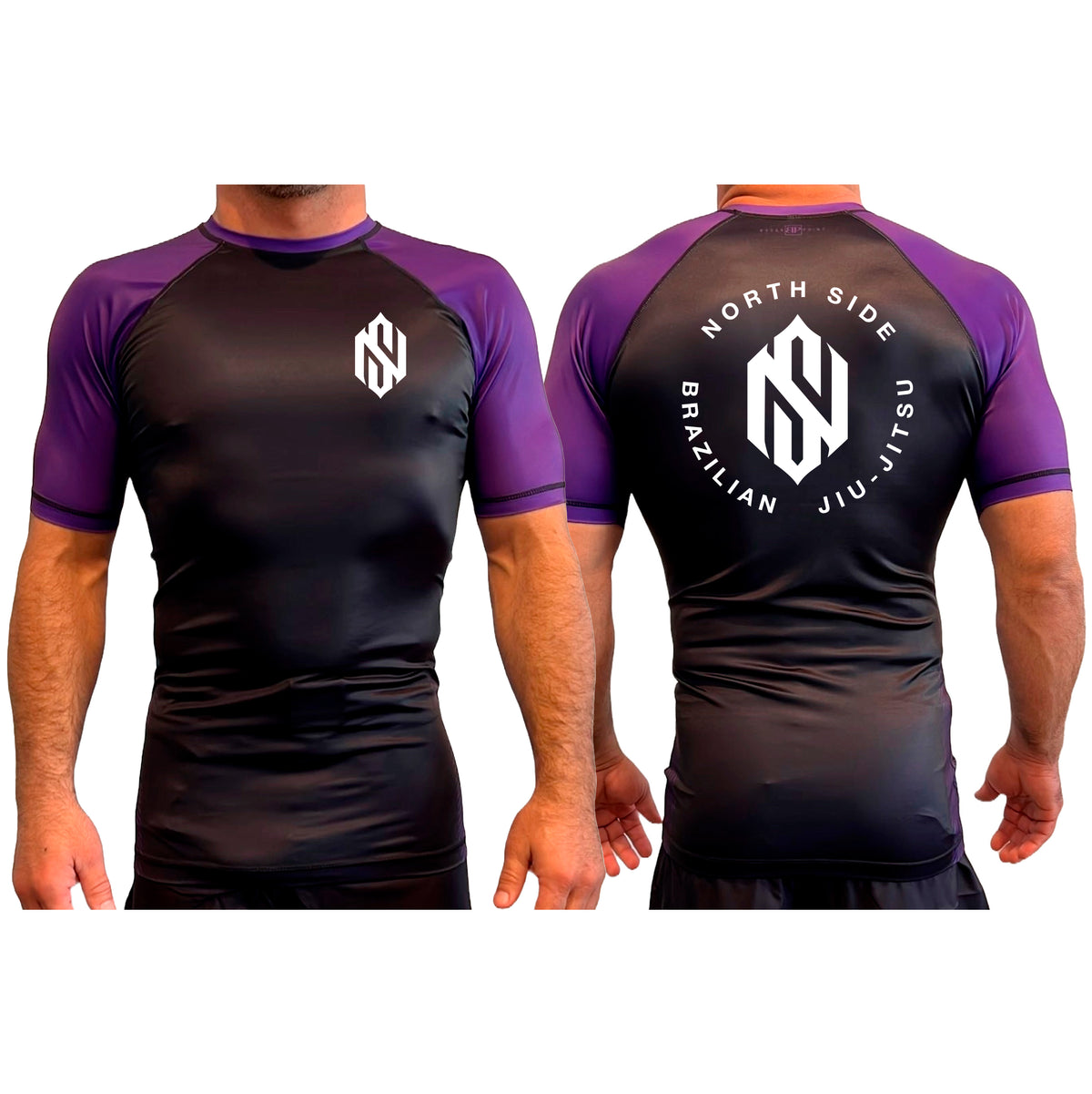 North Side BJJ All Black Ranked Short Sleeve Rash Guards #8202 A