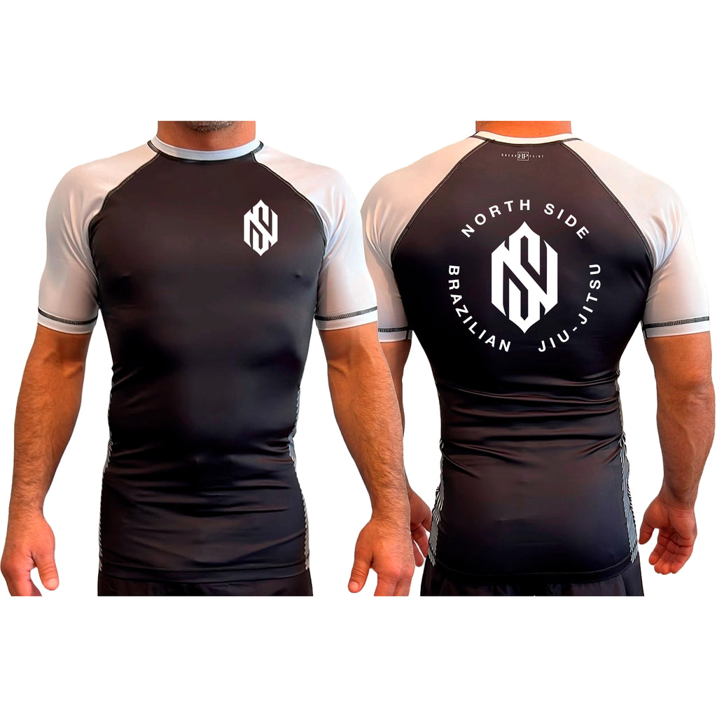 North Side BJJ All Black Ranked Short Sleeve Rash Guards #8202 A