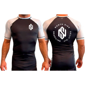 North Side BJJ All Black Ranked Short Sleeve Rash Guards #8202 A