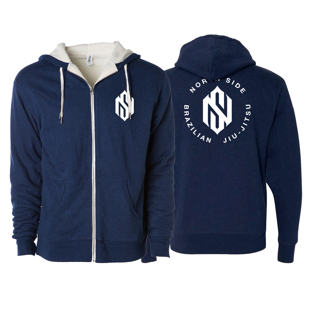 North Side BJJ Sherpa Lined Zip-Up Hoodie #8202 A