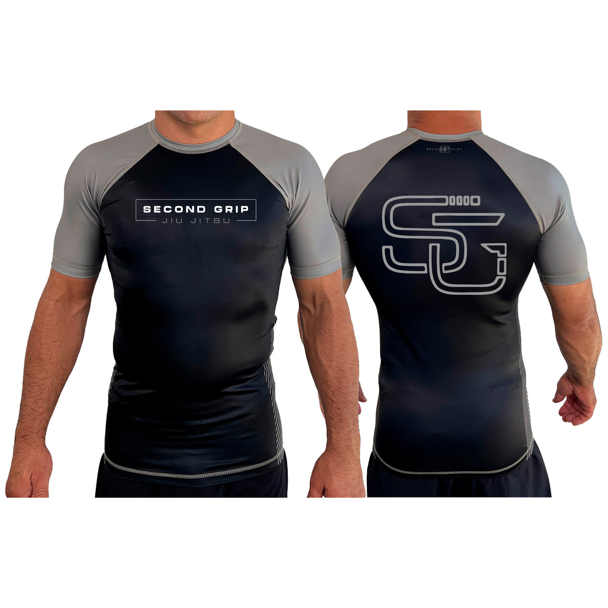 Second Grip Jiu Jitsu All Black Ranked Short Sleeve Rash Guards #8203 A