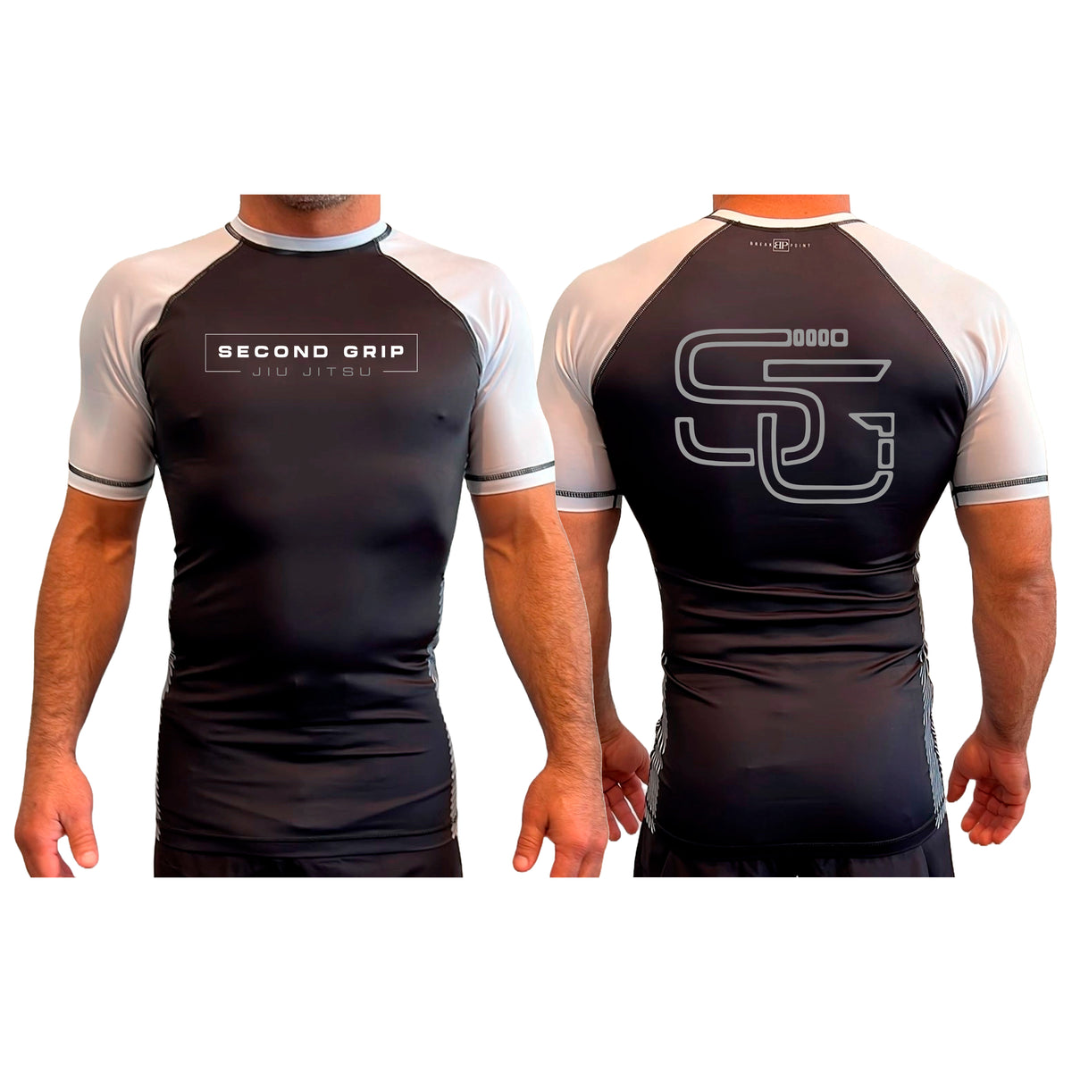Second Grip Jiu Jitsu All Black Ranked Short Sleeve Rash Guards #8203 A