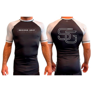 Second Grip Jiu Jitsu All Black Ranked Short Sleeve Rash Guards #8203 A