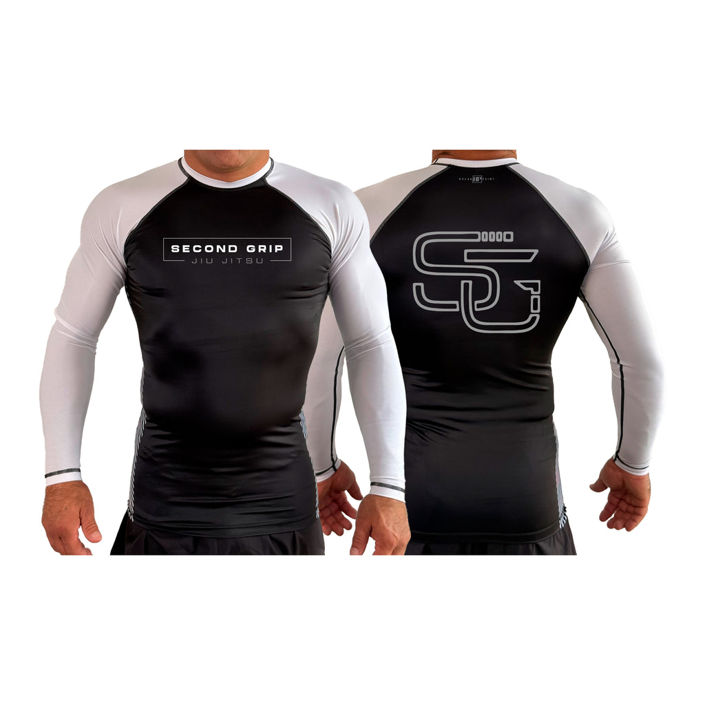 Second Grip Jiu Jitsu All Black Ranked Long Sleeve Rash Guards #8203 A