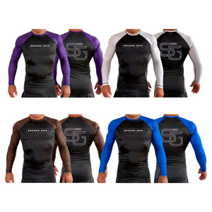 Second Grip Jiu Jitsu All Black Ranked Long Sleeve Rash Guards #8203 A