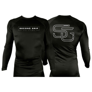Second Grip Jiu Jitsu All Black Rash Guards Long Sleeves #8203 A