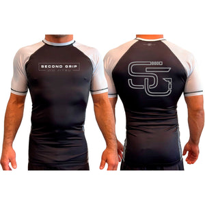 Second Grip Jiu Jitsu All Black Ranked Short Sleeve Rash Guards #8203 A