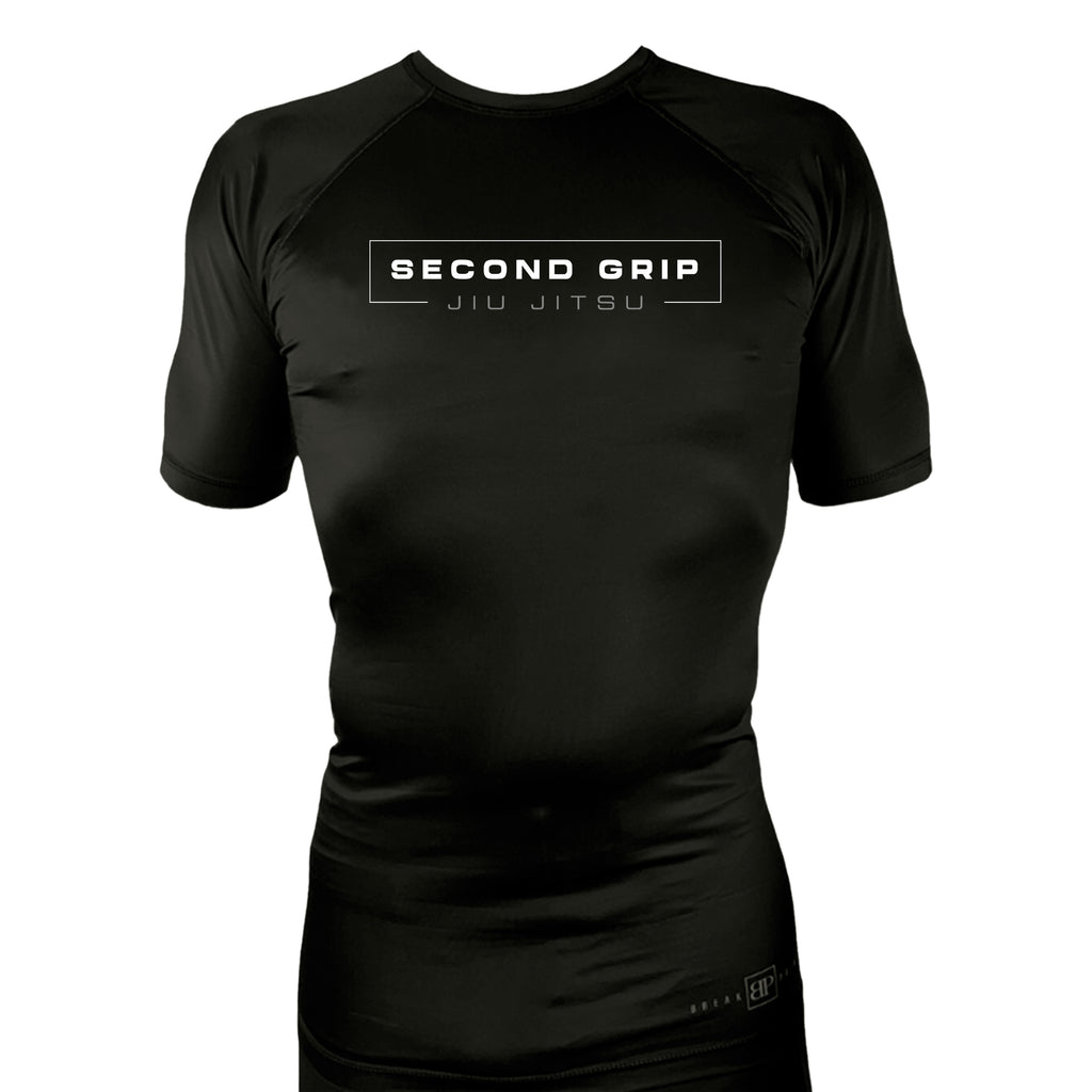 Second Grip Jiu Jitsu All Black Rash Guards Short Sleeves #8203 A