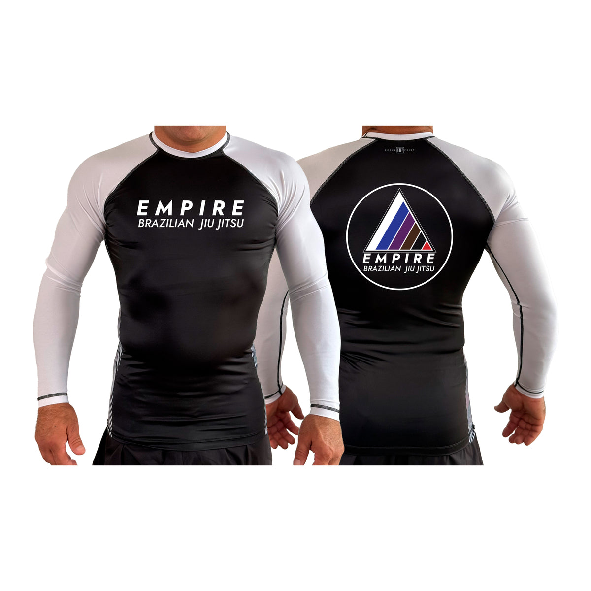 Empire BJJ All Black Ranked Long Sleeve Rash Guards #8204 A