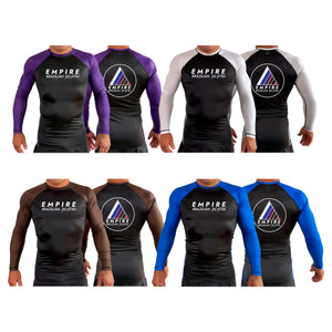 Empire BJJ All Black Ranked Long Sleeve Rash Guards #8204 A