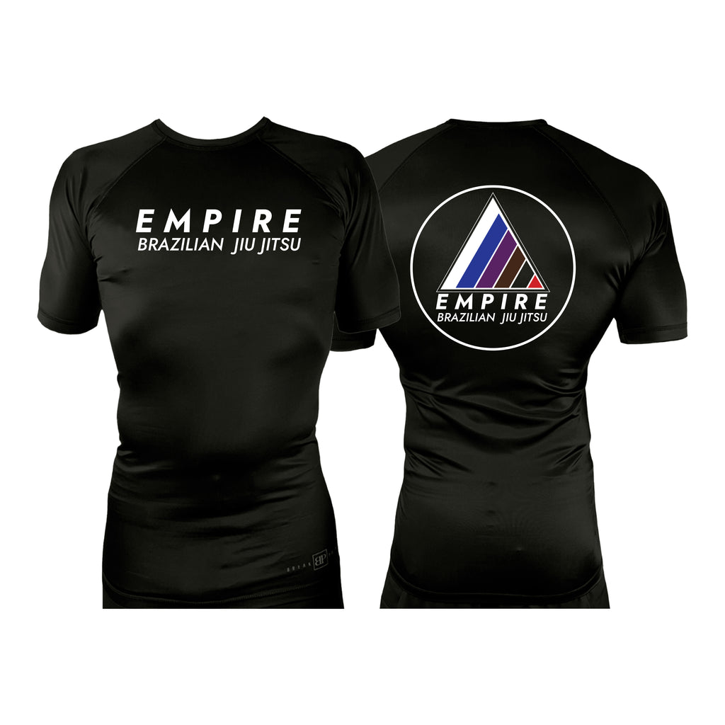 Empire BJJ All Black Rash Guards Short Sleeves #8204 A