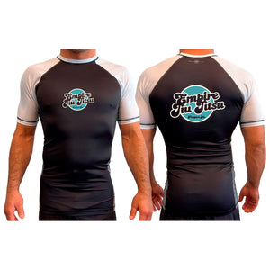 Empire BJJ All Black Ranked Short Sleeve Rash Guards #8204 D