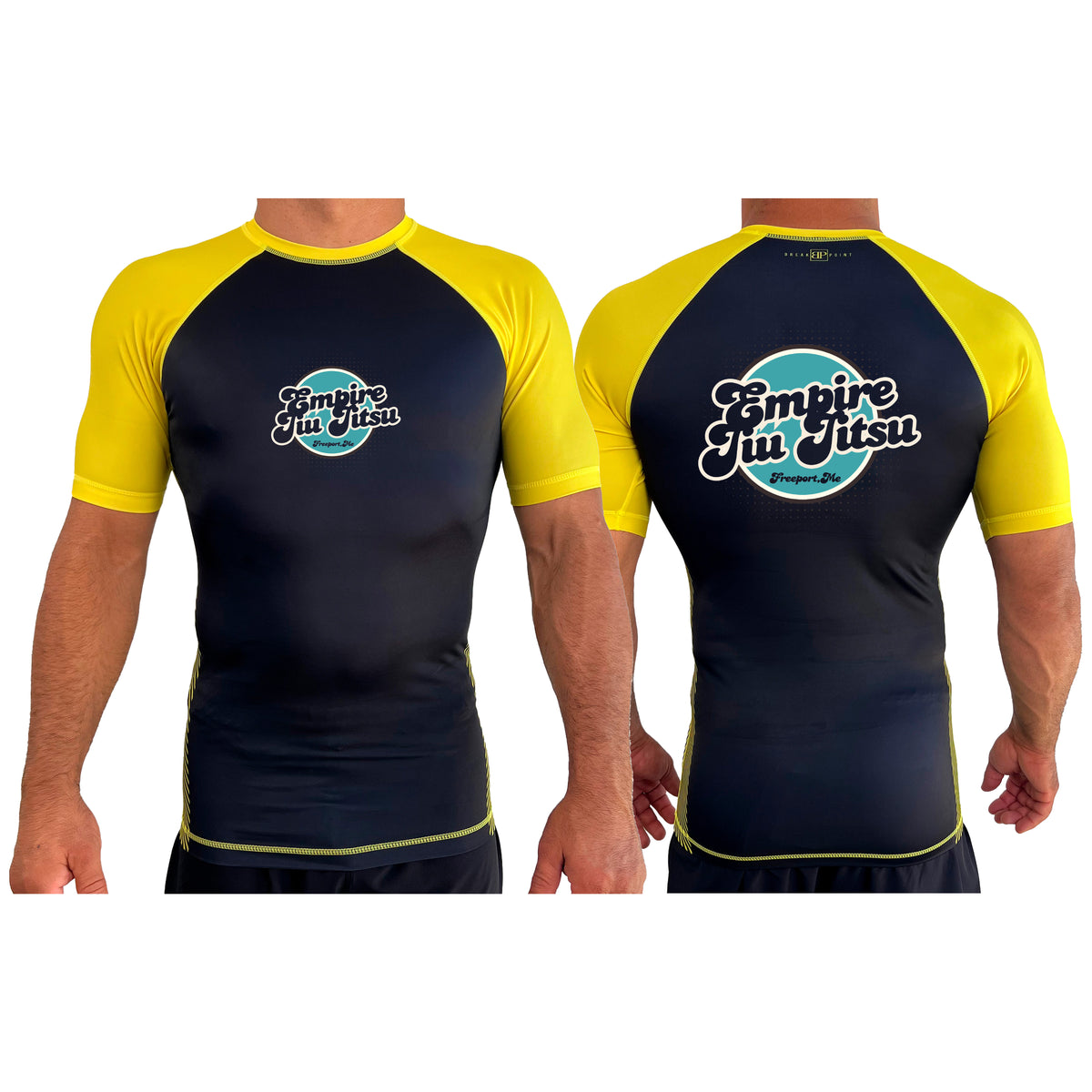 Empire BJJ All Black Ranked Short Sleeve Rash Guards #8204 D