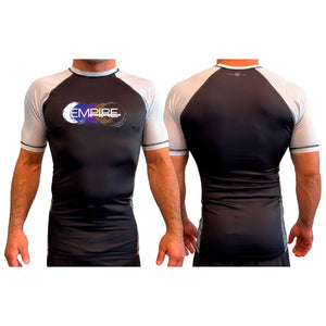Empire BJJ All Black Ranked Short Sleeve Rash Guards #8204 H