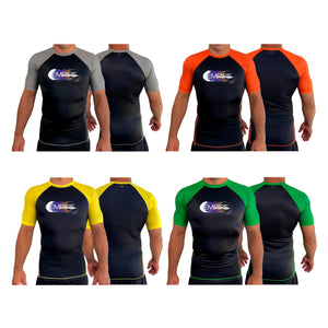 Empire BJJ All Black Ranked Short Sleeve Rash Guards #8204 H