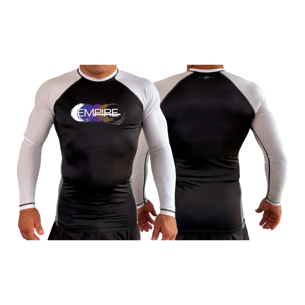 Empire BJJ All Black Ranked Long Sleeve Rash Guards #8204 H