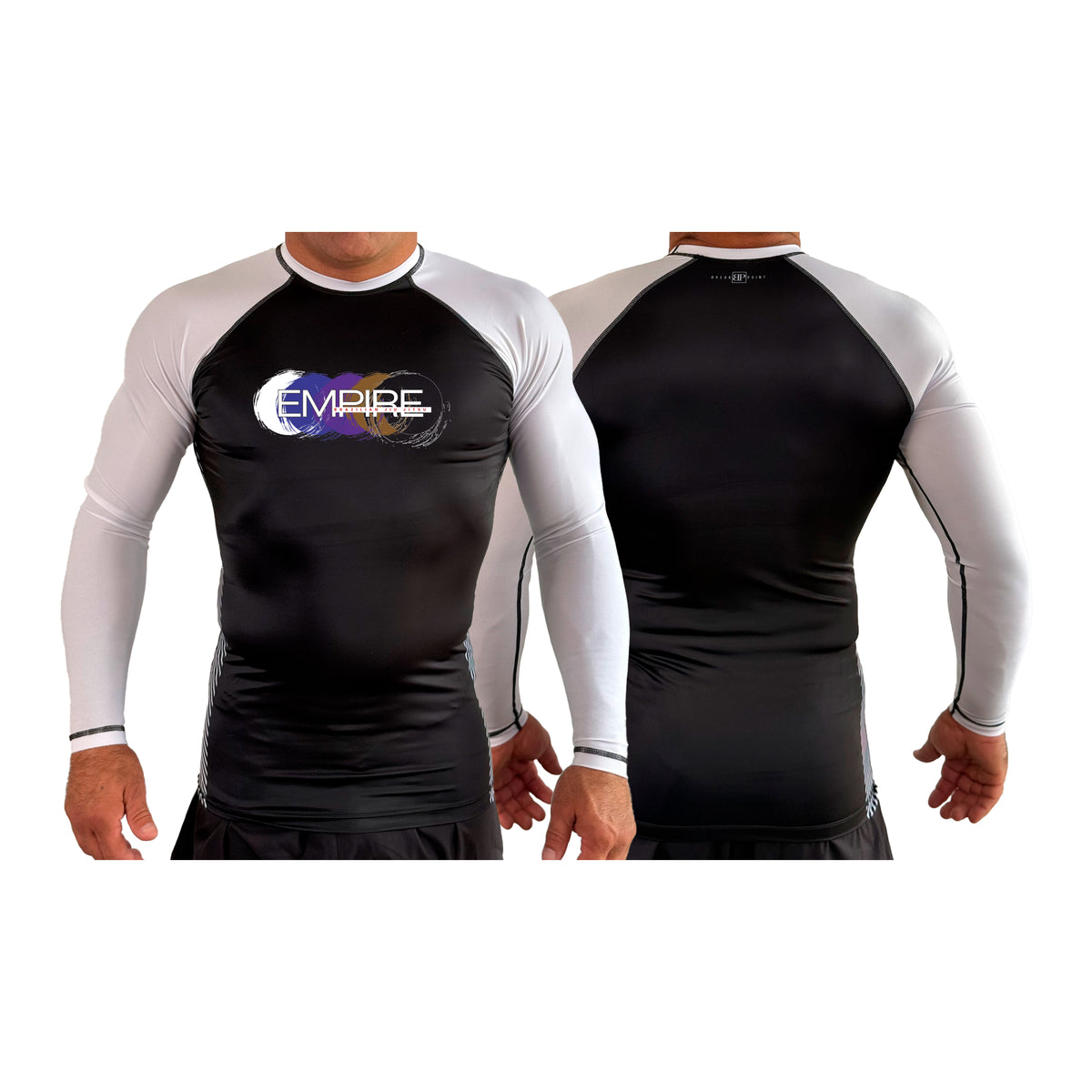 Empire BJJ All Black Ranked Long Sleeve Rash Guards #8204 H