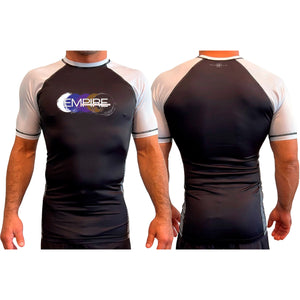 Empire BJJ All Black Ranked Short Sleeve Rash Guards #8204 H