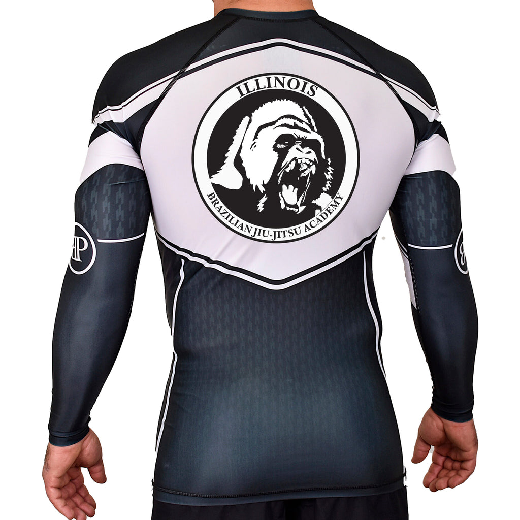 Illinois Brazilian Jiu Jitsu Academy Rash Guards Black/White #8208 A