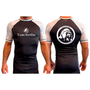 Illinois Brazilian Jiu Jitsu All Black Ranked Short Sleeve Rash Guards #8208 A