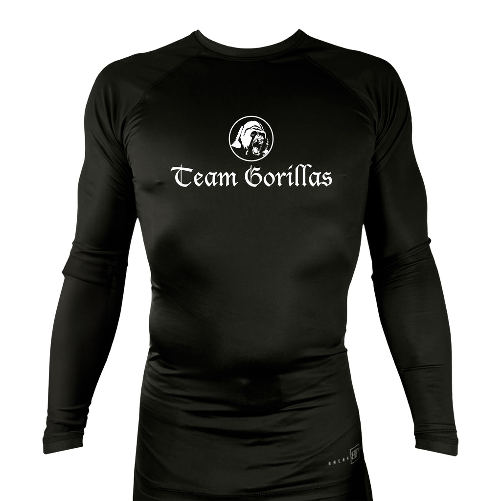 Illinois Brazilian Jiu Jitsu All Black Rash Guards Long Sleeves #8208 A