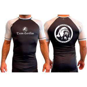 Illinois Brazilian Jiu Jitsu All Black Ranked Short Sleeve Rash Guards #8208 A