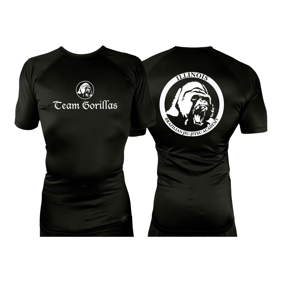 Illinois Brazilian Jiu Jitsu All Black Rash Guards Short Sleeves #8208 A