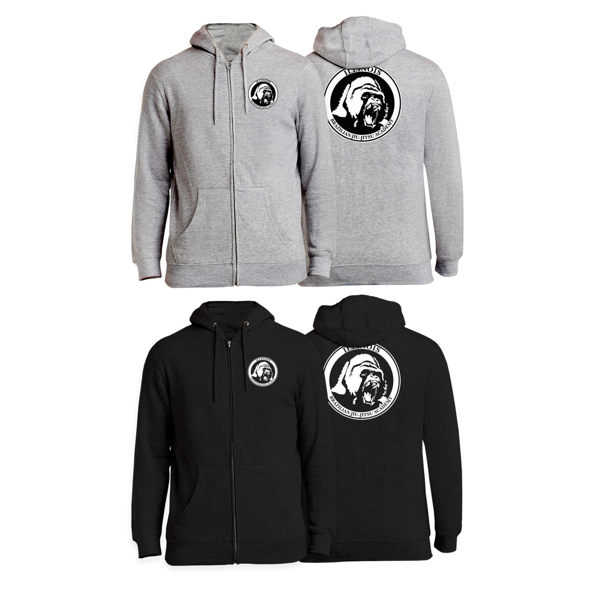 Illinois Brazilian Jiu Jitsu Zip-Up Hoodies #8208 B