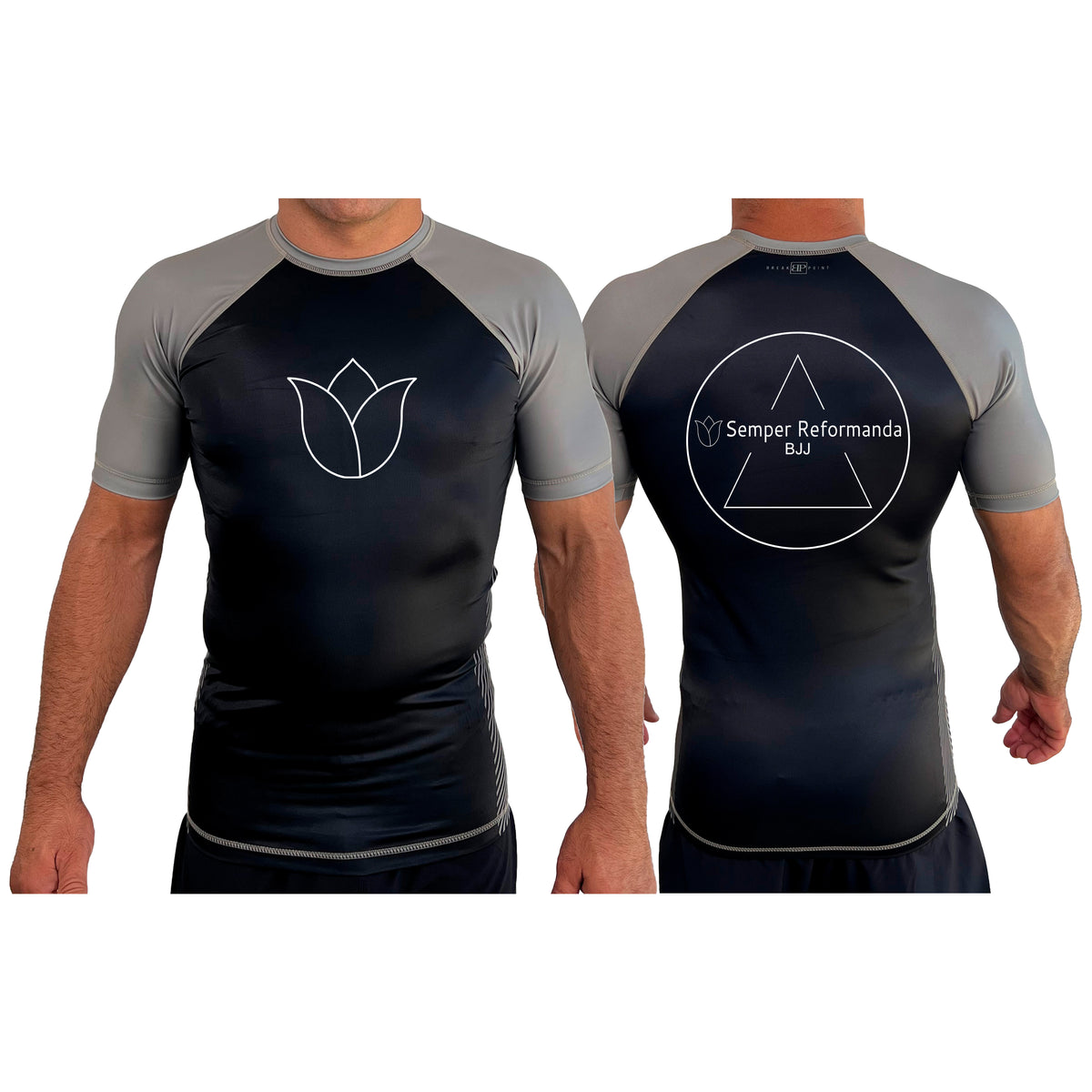 Illinois Brazilian Jiu Jitsu All Black Ranked Short Sleeve Rash Guards #8208 X
