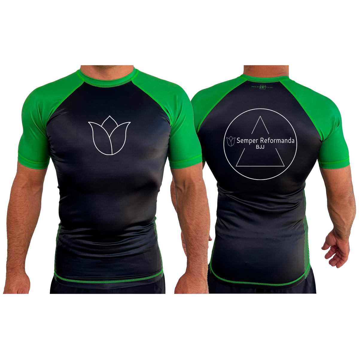 Illinois Brazilian Jiu Jitsu All Black Ranked Short Sleeve Rash Guards #8208 X