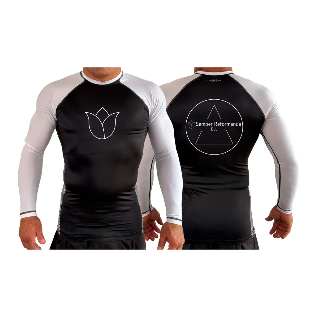 Illinois Brazilian Jiu Jitsu All Black Ranked Long Sleeve Rash Guards #8208 X