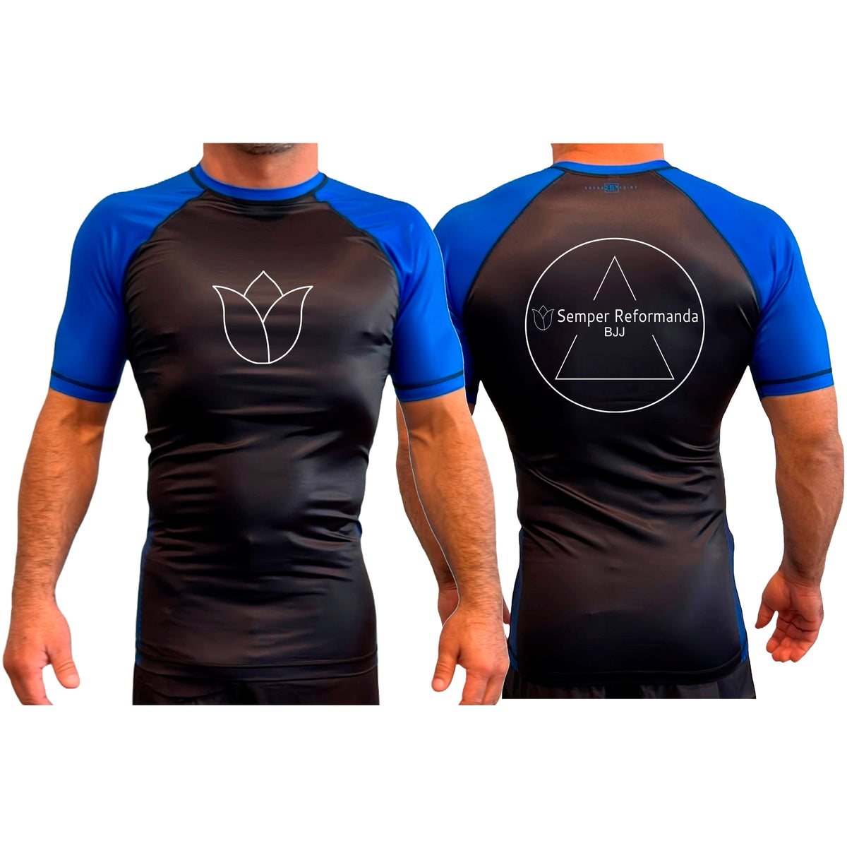 Illinois Brazilian Jiu Jitsu All Black Ranked Short Sleeve Rash Guards #8208 X
