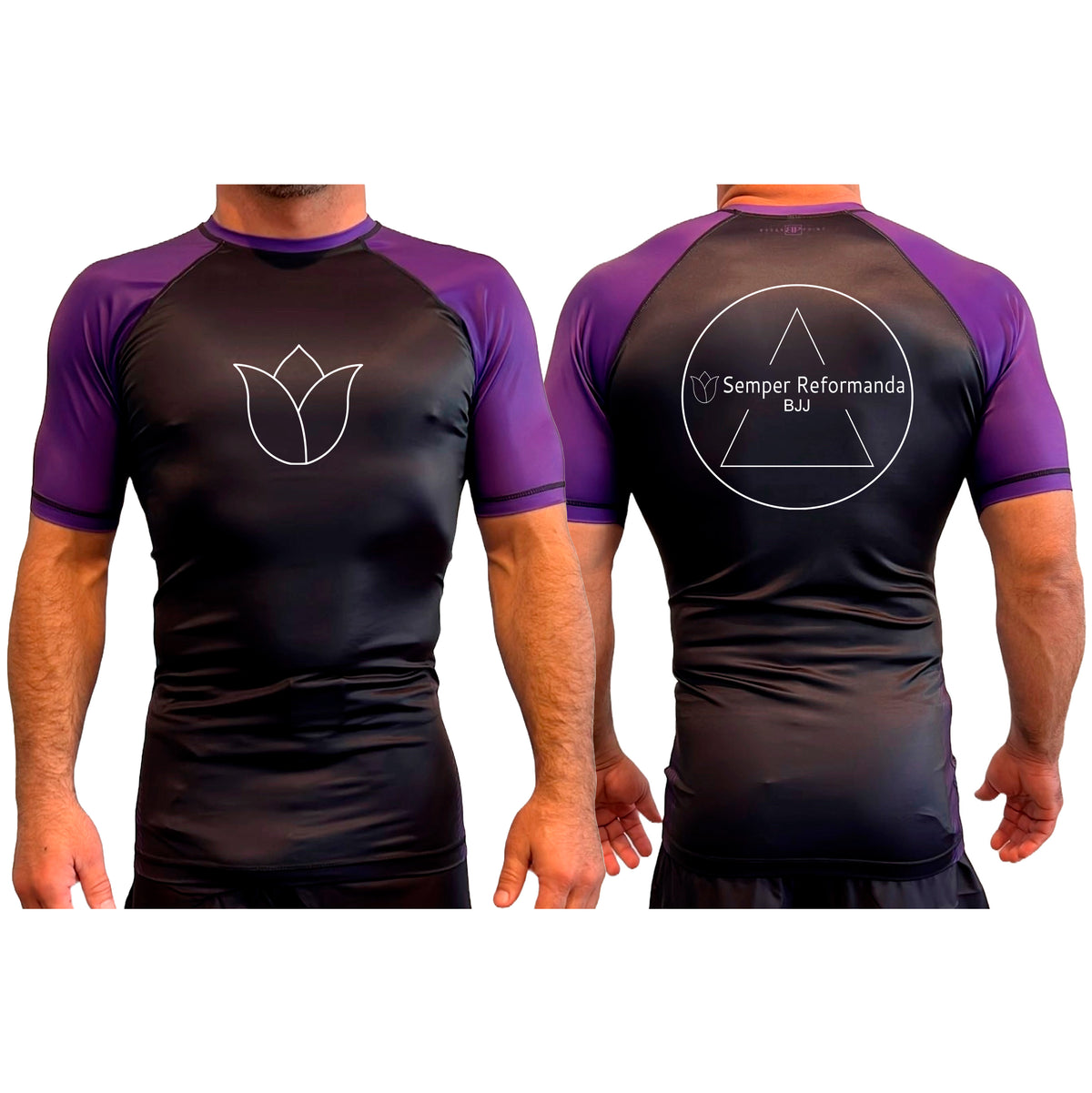 Illinois Brazilian Jiu Jitsu All Black Ranked Short Sleeve Rash Guards #8208 X
