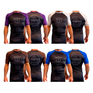 Illinois Brazilian Jiu Jitsu All Black Ranked Short Sleeve Rash Guards #8208 X