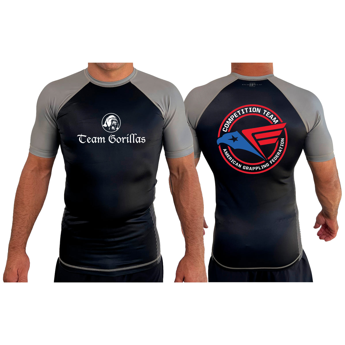 Illinois Brazilian Jiu Jitsu All Black Ranked Short Sleeve Rash Guards #8208 Y