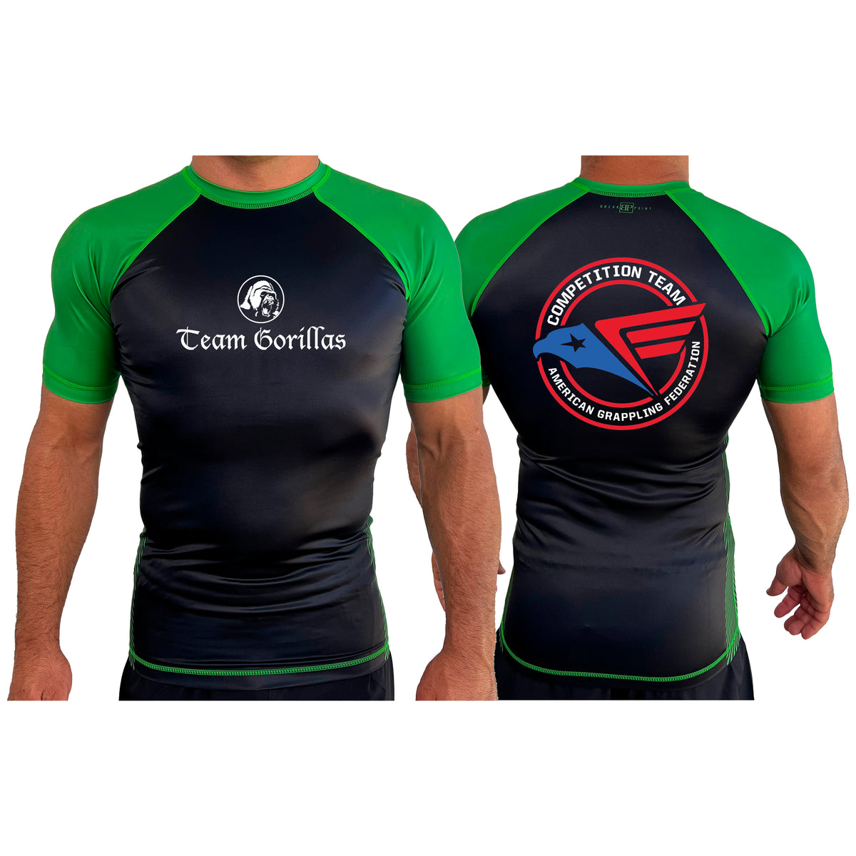 Illinois Brazilian Jiu Jitsu All Black Ranked Short Sleeve Rash Guards #8208 Y