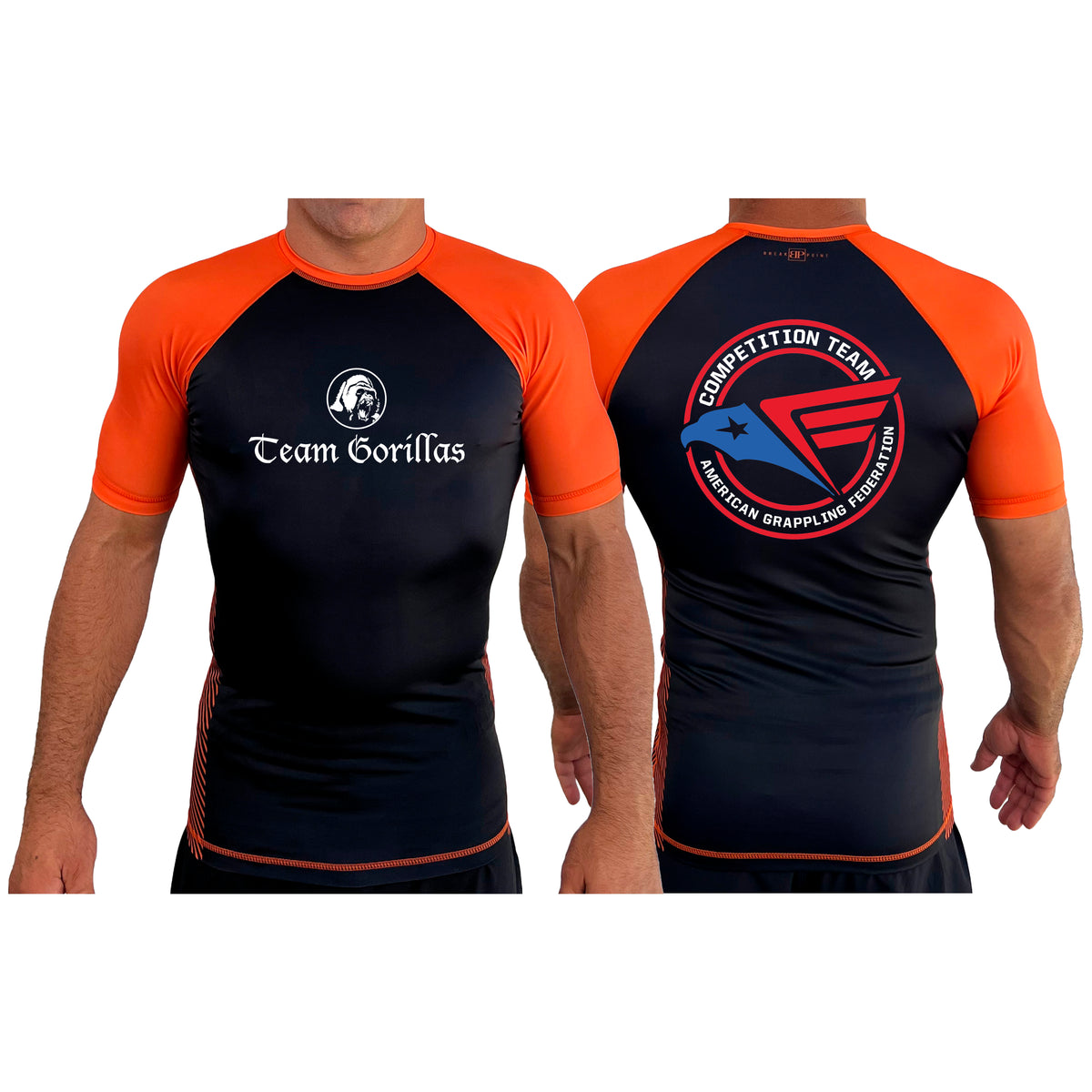 Illinois Brazilian Jiu Jitsu All Black Ranked Short Sleeve Rash Guards #8208 Y