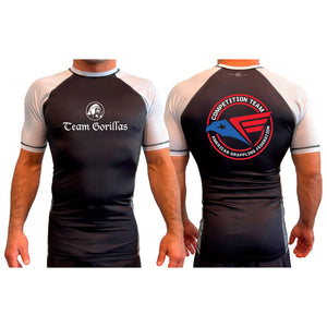 Illinois Brazilian Jiu Jitsu All Black Ranked Short Sleeve Rash Guards #8208 Y