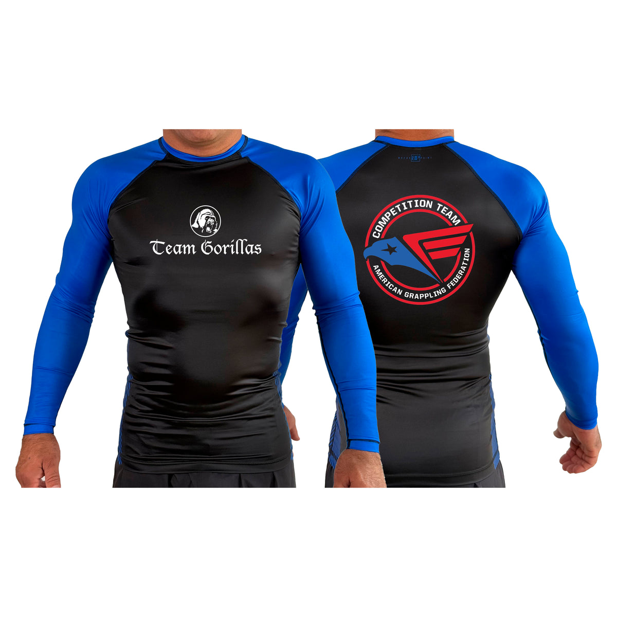 Illinois Brazilian Jiu Jitsu All Black Ranked Long Sleeve Rash Guards #8208 Y
