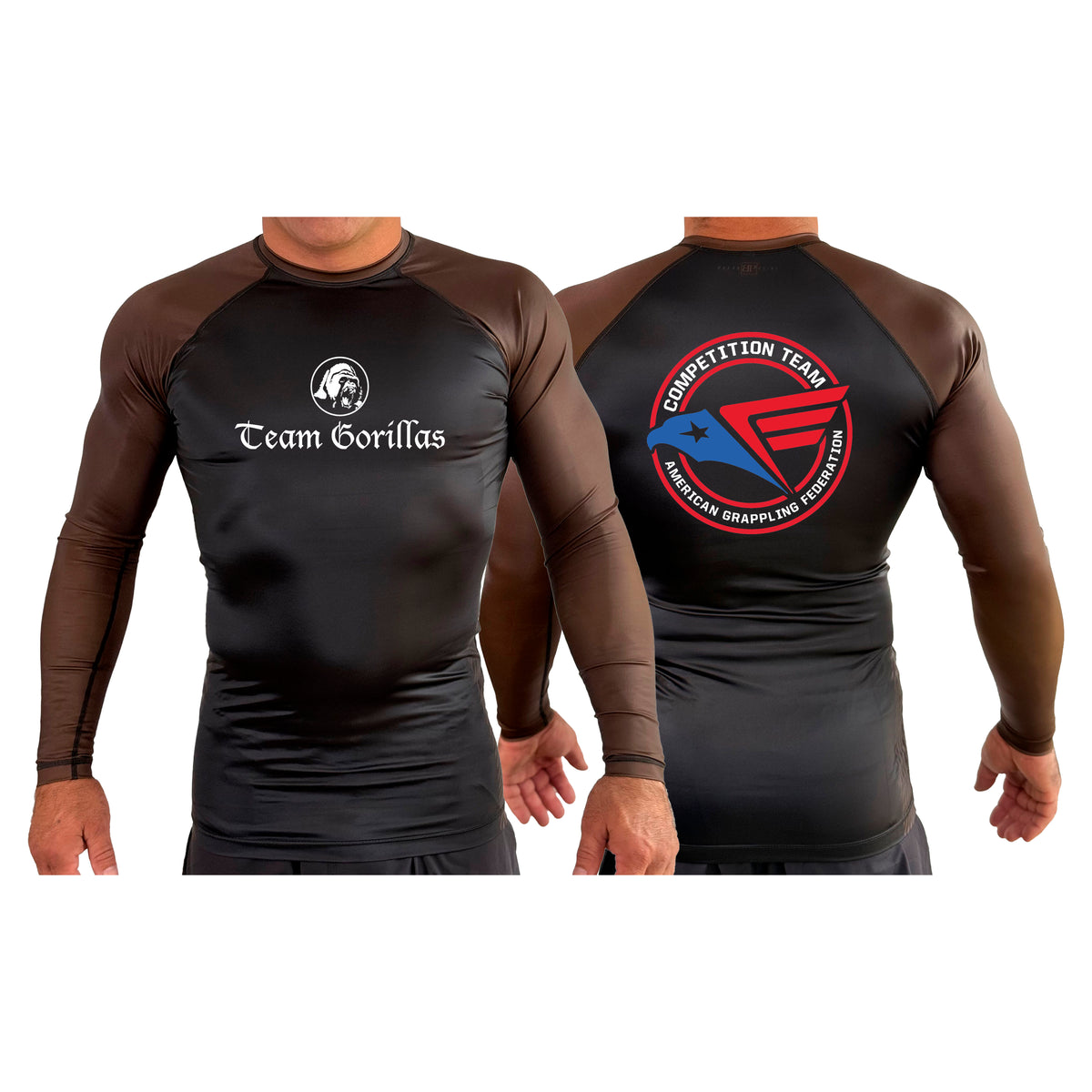 Illinois Brazilian Jiu Jitsu All Black Ranked Long Sleeve Rash Guards #8208 Y