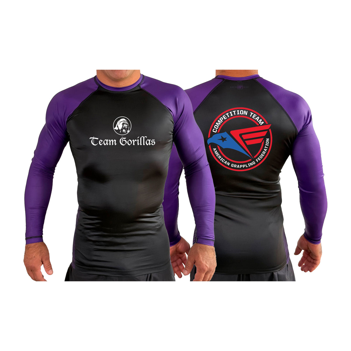 Illinois Brazilian Jiu Jitsu All Black Ranked Long Sleeve Rash Guards #8208 Y
