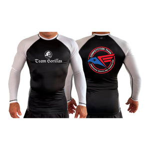 Illinois Brazilian Jiu Jitsu All Black Ranked Long Sleeve Rash Guards #8208 Y