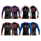 Illinois Brazilian Jiu Jitsu All Black Ranked Long Sleeve Rash Guards #8208 Y