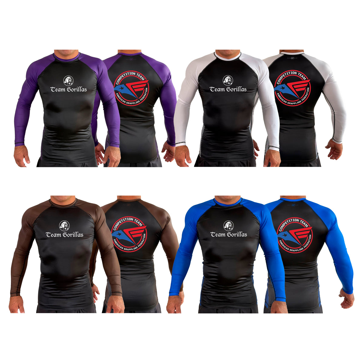 Illinois Brazilian Jiu Jitsu All Black Ranked Long Sleeve Rash Guards #8208 Y
